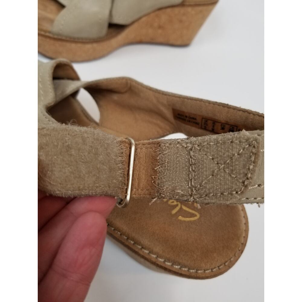 Clarks Artisan Aisley Tulip Cork Wedge Heel Leather Slingback Sandals Tan Size 8 - Picture 4 of 8